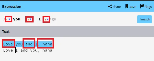you란 단어 뒤에 I란 단어가 나오는 문장